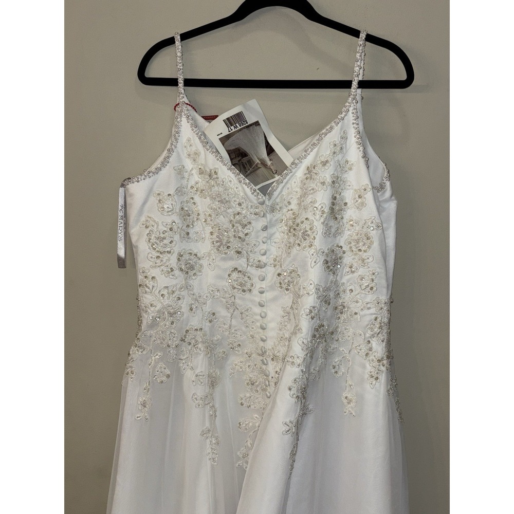 NWT Mary's Bridal Wedding Dress Size 18 Crystals Beading White Ivory Style 8268 - Picture 4 of 15